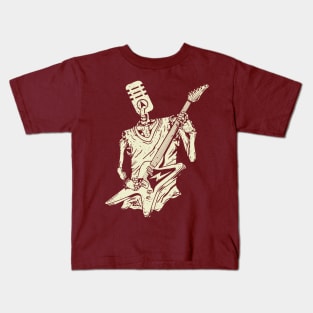 Funny Microphone Skeleton Playing Electric Guitar Kids T-Shirt